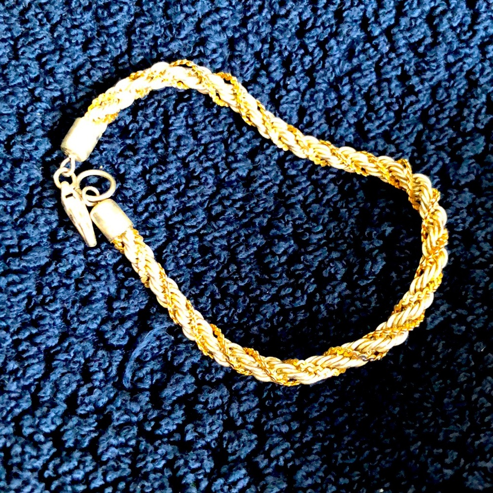 Sterling Silver  & Gold  entwined bracelet